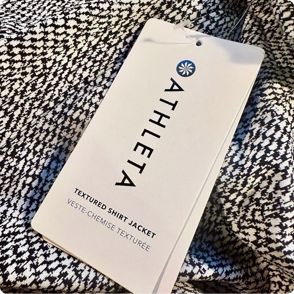 NWT Athleta ‘Textured Shirt Jacket’ in “Braiden Black & White” Size XL - Picture 7 of 16